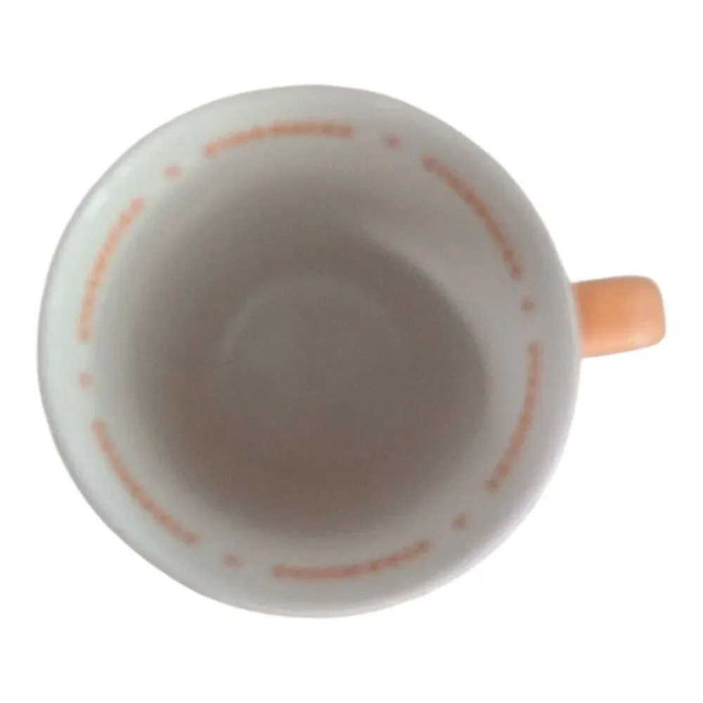 STARBUCKS 2006 Peach & White Ribbed Fluted Flower Pot Coffee Mug 16 oz. RARE